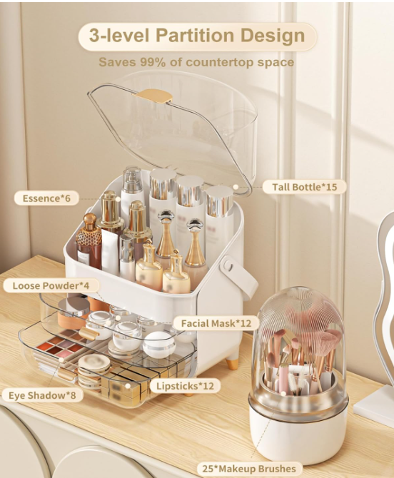 Makeup Organizer, Skincare Holder Bathroom Counter Organizer