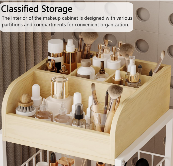 Makeup Organizer Cart with Drawers, Make up Organizers for Vanity, Floor Skincare Organizer