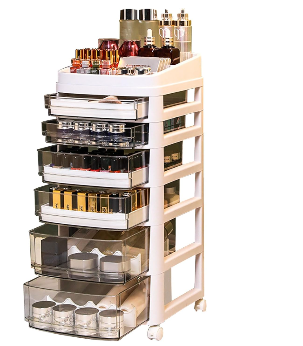 HamRoRung Transparent Stand-Up Makeup Organizer with Detachable Storage Compartments