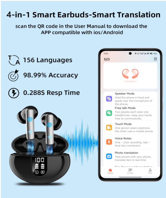 Meylhox Ai Translation Earbuds Real Time No Subscription